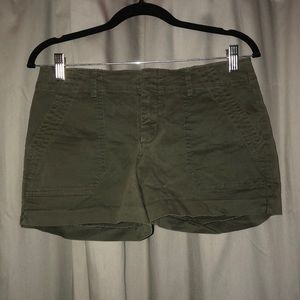 Army green mini cargo shorts